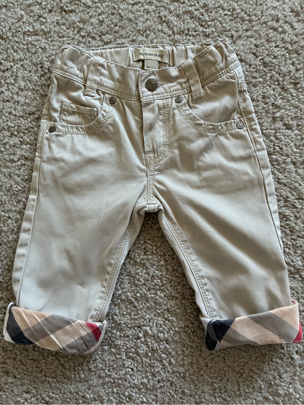 Burberry Beige Kids pants with Signature Check Cuffs